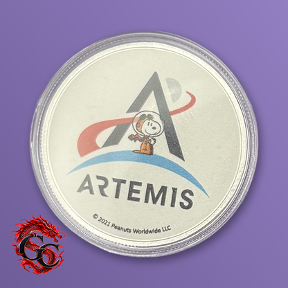Peanuts Artemis Snoopy 1 oz .999 Silver Colorized Round
