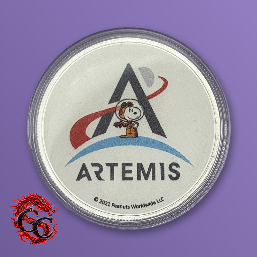 Peanuts Artemis Snoopy 1 oz .999 Silver Colorized Round