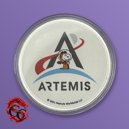 Peanuts Artemis Snoopy 1 oz .999 Silver Colorized Round