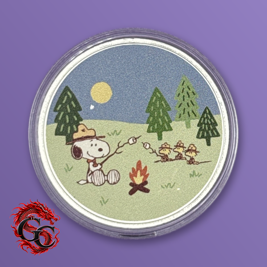 Peanuts Snoopy Camping 2024 1 oz .999 Silver Colorized Round