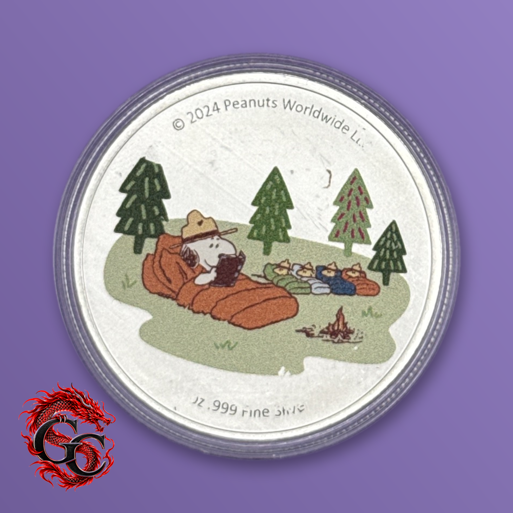 Peanuts Snoopy Camping 2024 1 oz .999 Silver Colorized Round