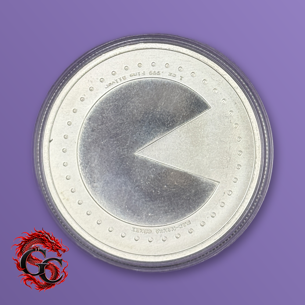 Pac-Man Pie Cutout and Character 1 oz .999 Silver Round