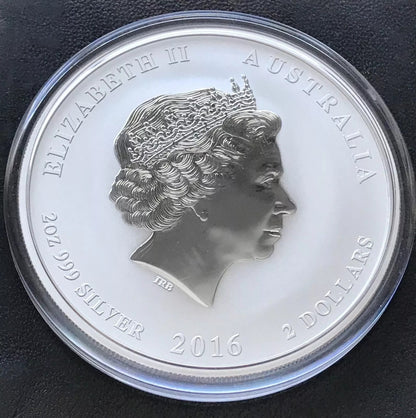 2016 Australia Year of The Monkey Perth 1 Oz 999 Fine Silver Coin - In Capsule