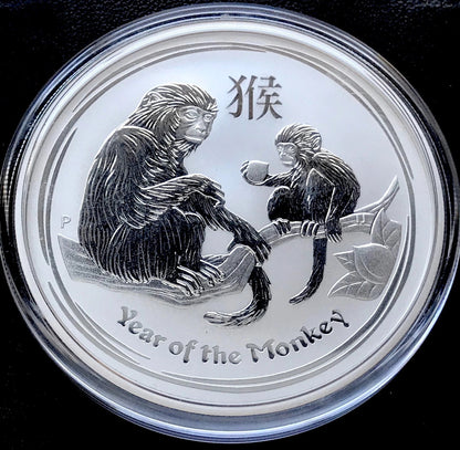2016 Australia Year of The Monkey Perth 1 Oz 999 Fine Silver Coin - In Capsule