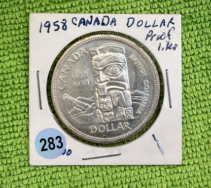1958 Canadian Silver Dollar - PROOF LIKE