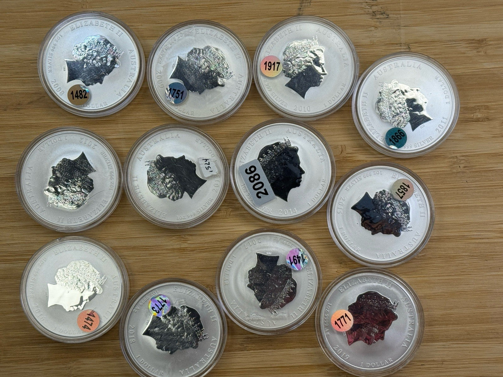 Lunar Series II Colorized, Complete Set, 1 oz Silver (2008-2019)