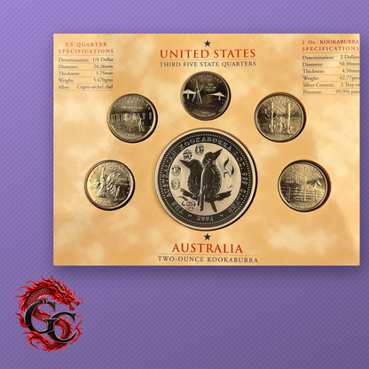 1999-P Kookaburra 2 oz Coin with 5 State Privy, Third Five States Set No. 118 BU
