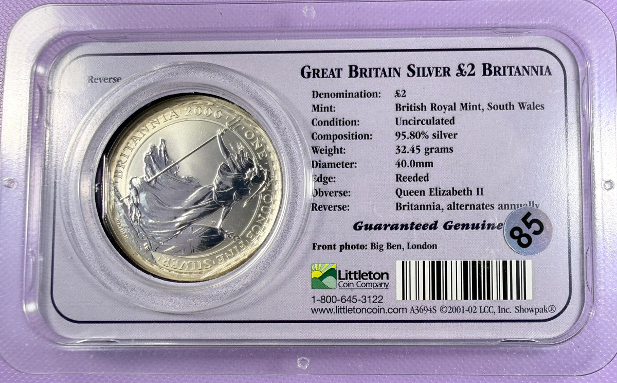 2000 Great Britain Britannia 1 oz Silver £2 Coin BU Littleton Coin Company