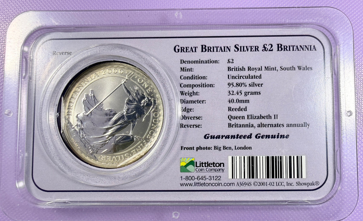 2000 Great Britain Britannia 1 oz Silver £2 Coin BU Littleton Coin Company