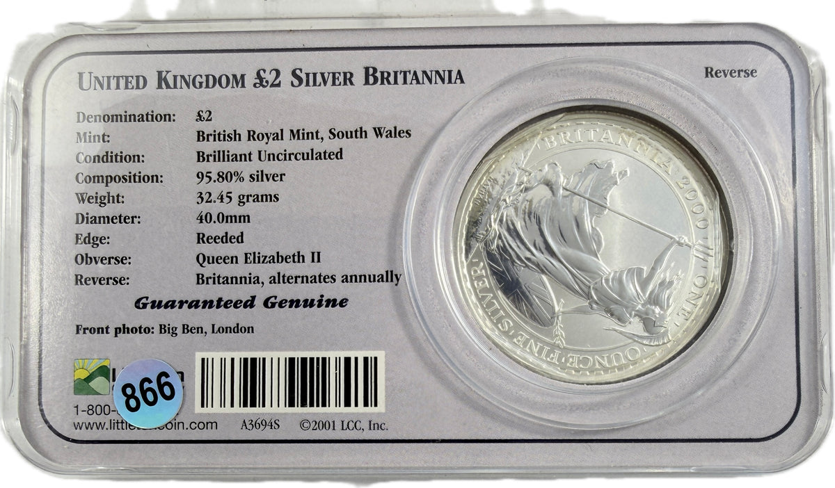 2000 Great Britain Britannia 1 oz Silver £2 Coin BU Littleton Coin Company