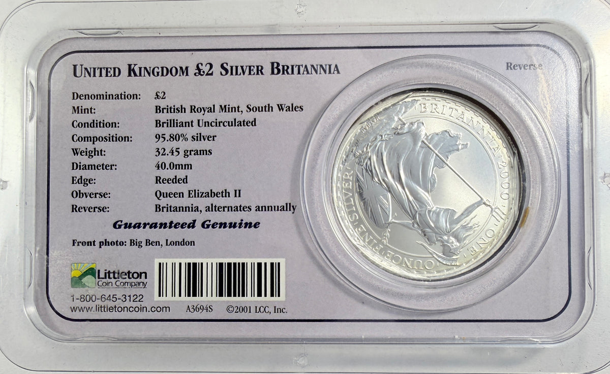 2000 Great Britain Britannia 1 oz Silver £2 Coin BU Littleton Coin Company