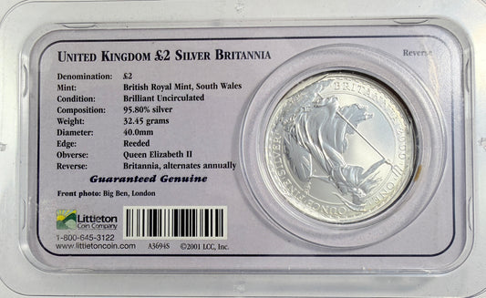 2000 Great Britain Britannia 1 oz Silver £2 Coin BU Littleton Coin Company