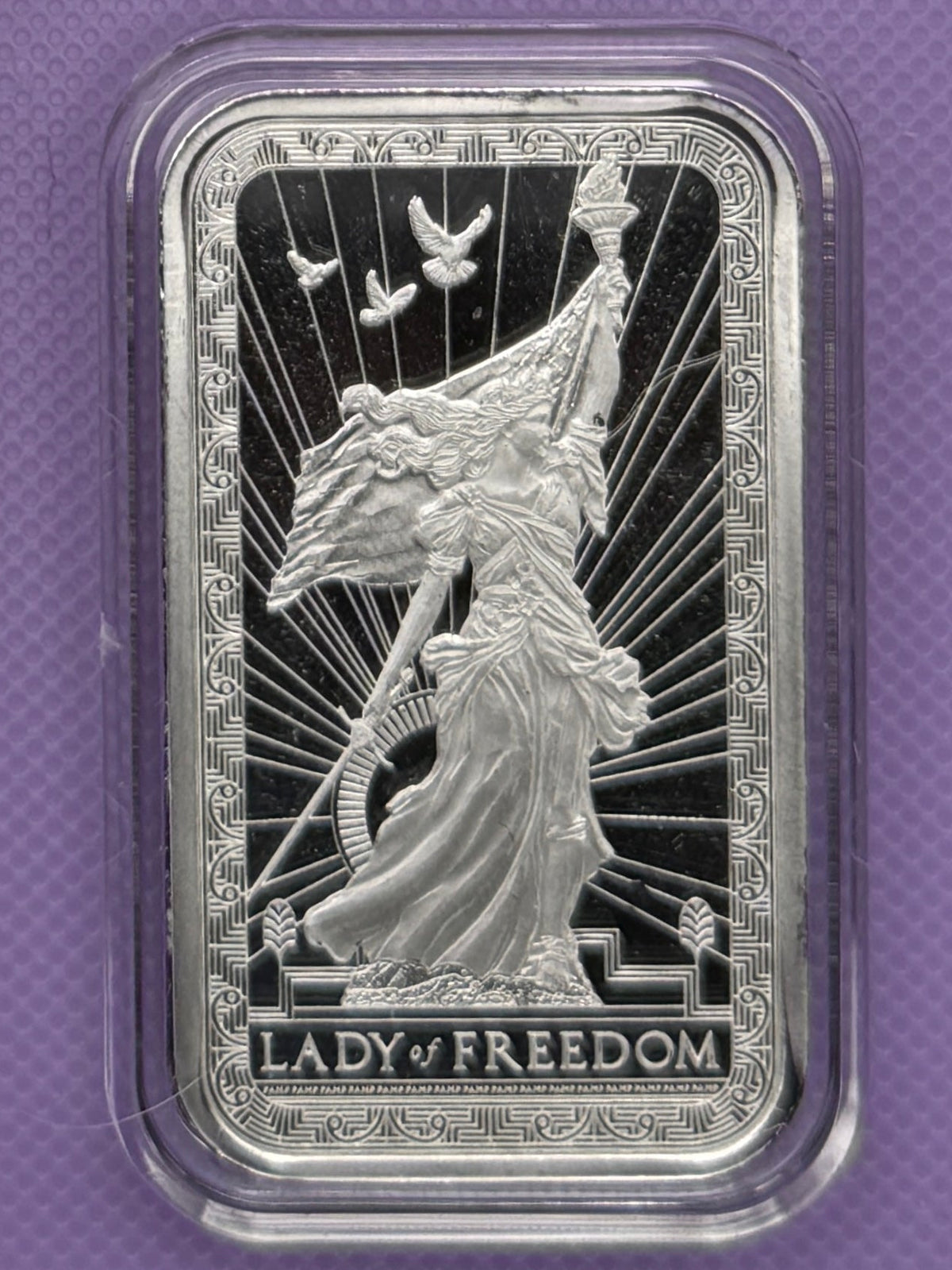 PAMP Lady of Freedom Collectible Silver Bar in Airtite Capsule