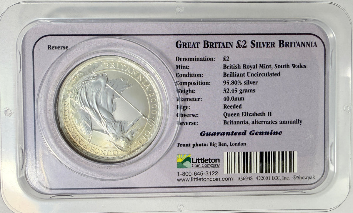 2000 Great Britain Britannia 1 oz Silver £2 Coin BU Littleton Coin Company
