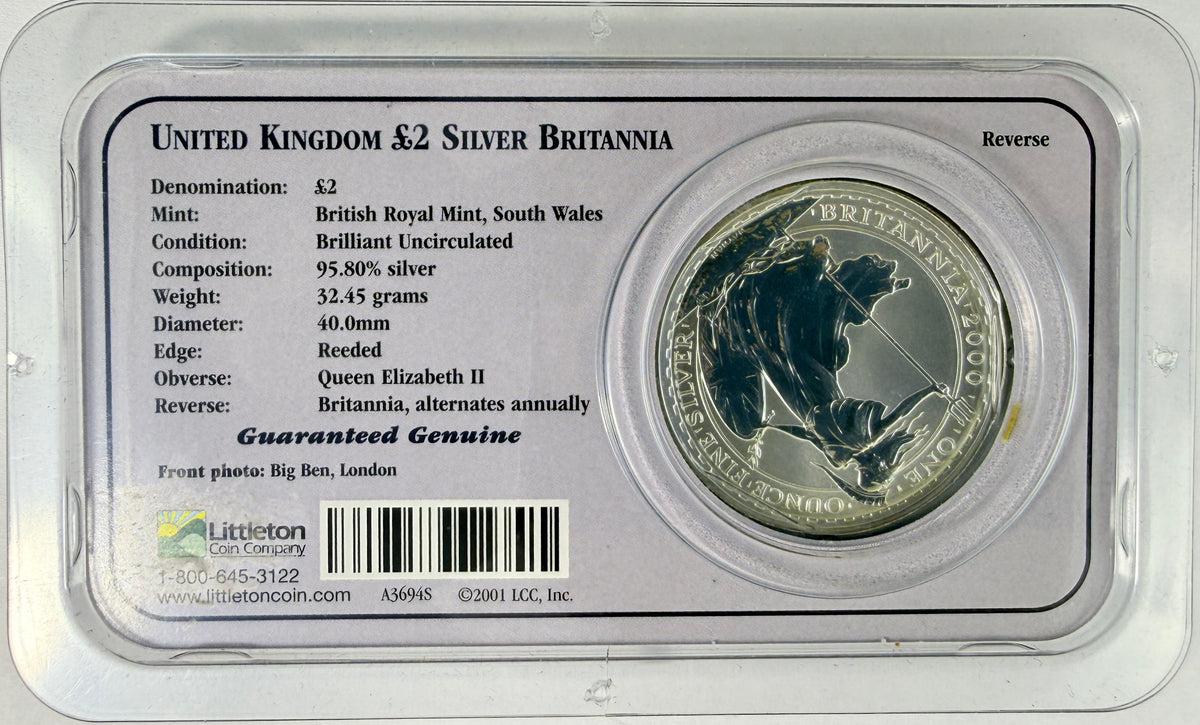2000 Great Britain Britannia 1 oz Silver £2 Coin BU Littleton Coin Company