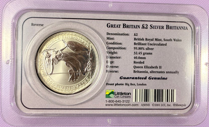 2000 Great Britain Britannia 1 oz Silver £2 Coin BU in Littleton Showpak