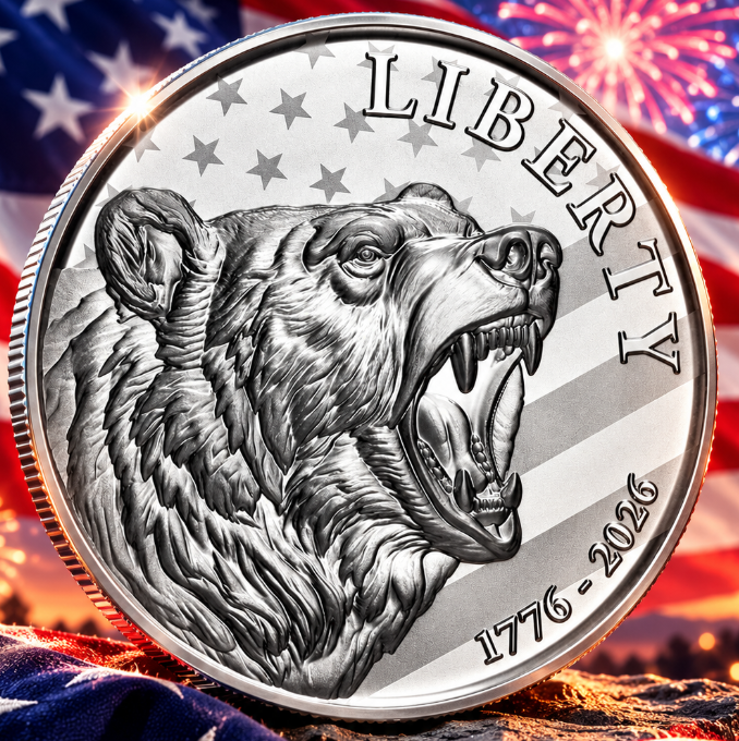 2026 Sunshine Mint America 250th American Bear 10 oz .999 Silver Round