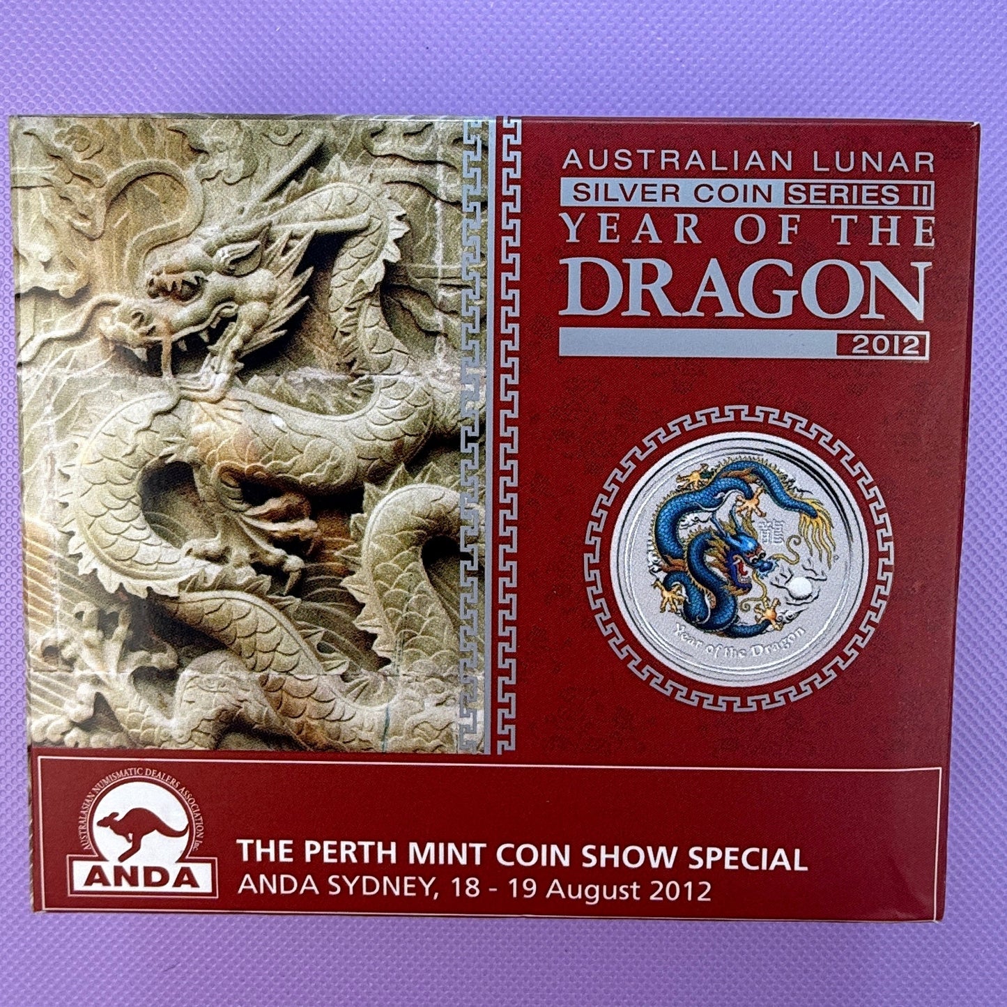 2012 Australia Year of the Dragon 1 oz Silver Proof Colorized Coin ANDA Sydney Show Special | Perth Mint