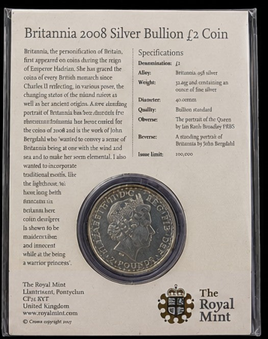 2008 Britannia 1 oz Silver – Original Royal Mint Card