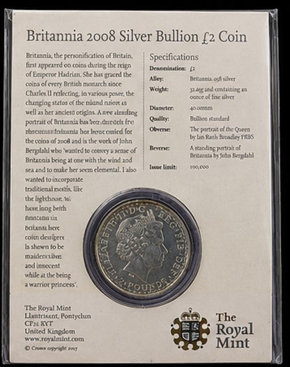 2008 Britannia 1 oz Silver – Original Royal Mint Card