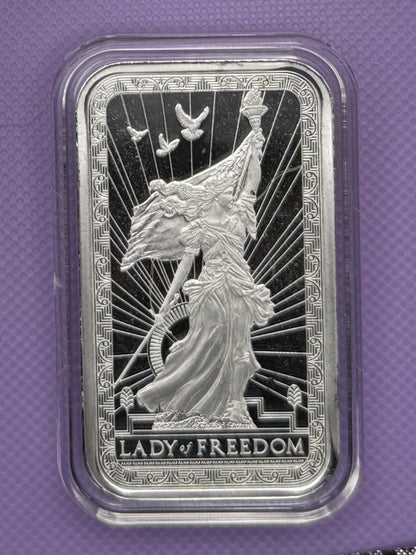 PAMP Lady of Freedom Collectible Silver Bar in Airtite Capsule