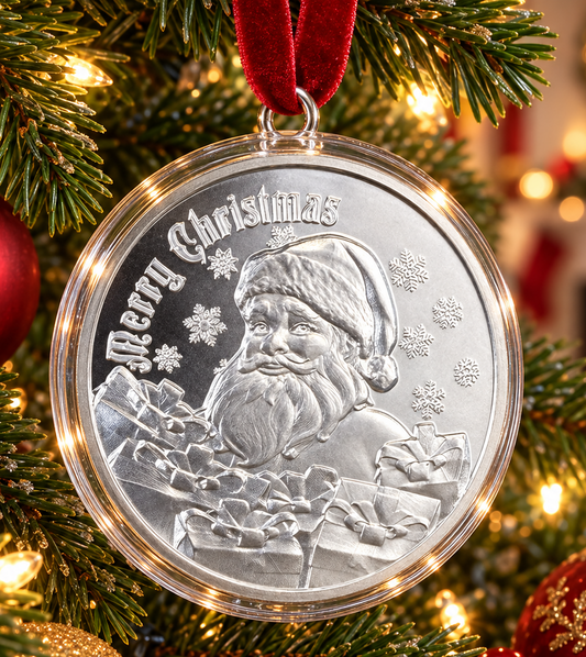 Merry Christmas Santa 1 oz .999 Fine with Ornament Capsule