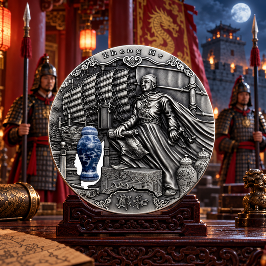 Moneda de Niue de 2021 Zheng He Exploradores Famosos con estuche y certificado de autenticidad