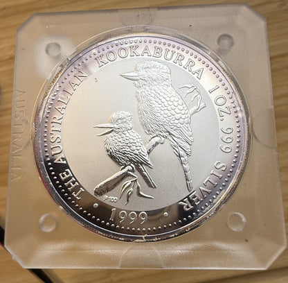 1999 Australia Kookaburra 1oz ☆Semi-Key Date!! ☆ Original Square Capsule