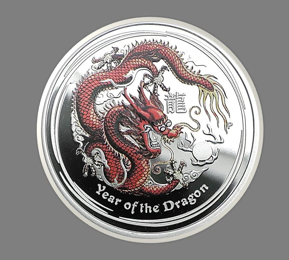 2012 Australia Year of the Dragon 1/2 oz Silver Proof Colorized Coin | Perth Mint | Box & COA (Copy)