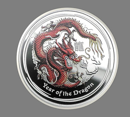 2012 Australia Year of the Dragon 1/2 oz Silver Proof Colorized Coin | Perth Mint | Box & COA (Copy)