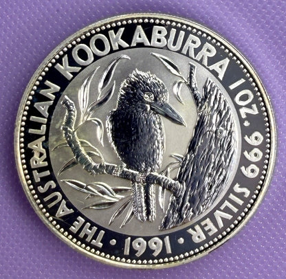 1991 Australia Kookaburra 1 oz Silver Coin .999 Fine Silver Coin BU
