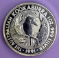1991 Australia Kookaburra 1 oz Silver Coin .999 Fine Silver Coin BU