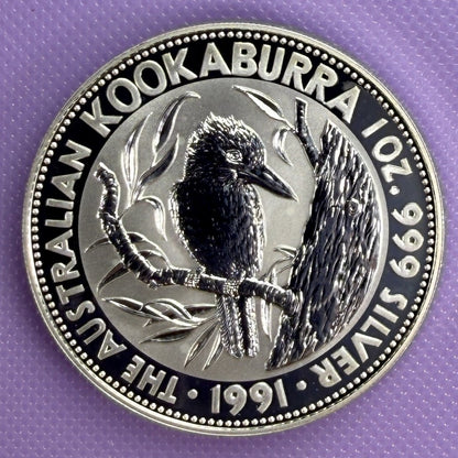 1991 Australia Kookaburra 1 oz Silver Coin .999 Fine Silver Coin BU
