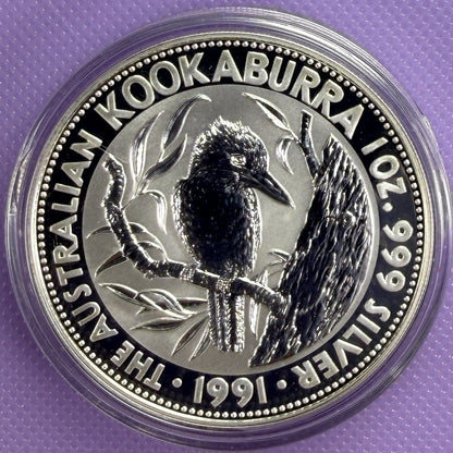 1991 Australia Kookaburra 1 oz Silver Coin .999 Fine Silver Coin BU