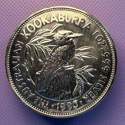 1990 Australia Kookaburra 1 oz Silver Coin .999 Fine BU