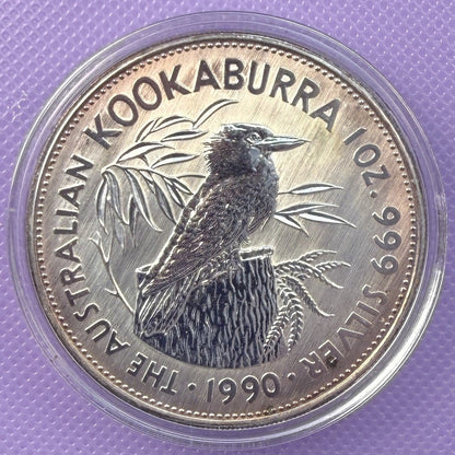 1990 Australia Kookaburra 1 oz Silver Coin .999 Fine BU