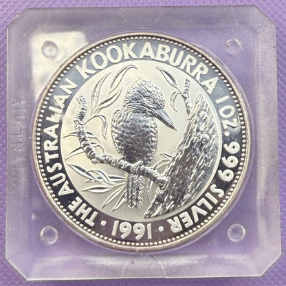 1991 Australia Kookaburra 1 oz Silver Coin .999 Fine BU