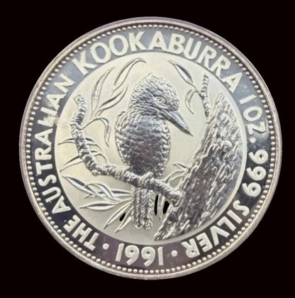 1991 Australia Kookaburra 1 oz Silver Coin .999 Fine BU