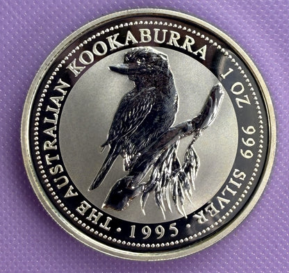 1995 Australia Kookaburra Moneda de Plata de 1 oz .999 Plata Fina Moneda BU
