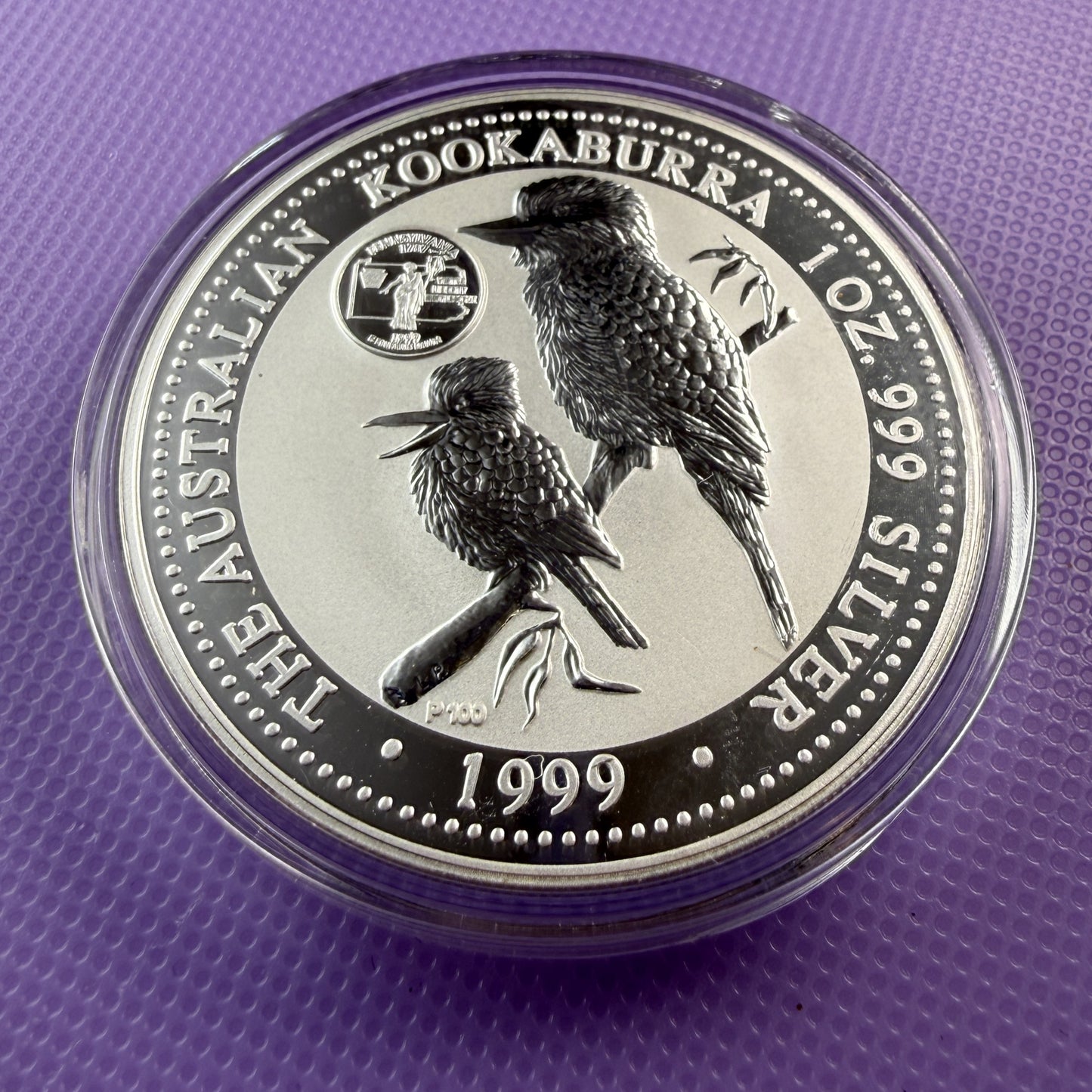 1999 Australia Kookaburra 1 oz Silver Coin .999 Fine BU with Pennsylvania Privy
