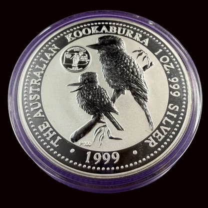 1999 Australia Kookaburra 1 oz Silver Coin .999 Fine BU with Pennsylvania Privy