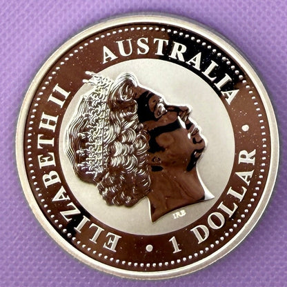 2001 Australia Lunar Series I Year of the Snake 1 oz Silver Coin