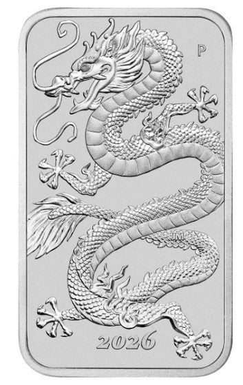 2026 Perth Mint Dragon 1 oz Silver Bar in New Lighthouse Ultra Capsule