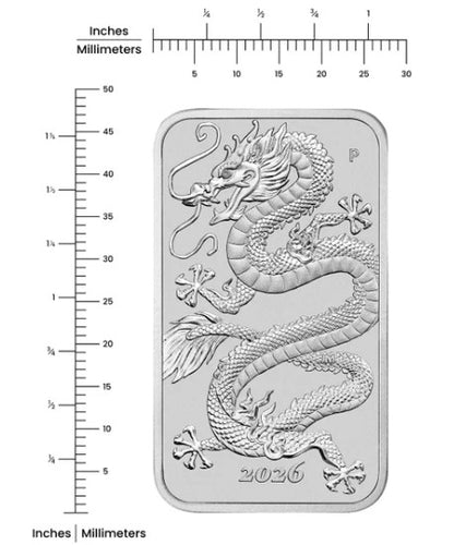 2026 Perth Mint Dragon 1 oz Silver Bar in New Lighthouse Ultra Capsule