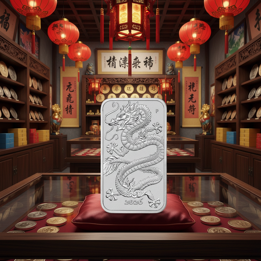 2026 Perth Mint Dragon 1 oz Silver Bar in New Lighthouse Ultra Capsule