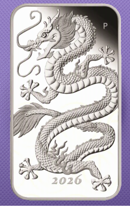 2026-P Australia Dragon $1 1 oz .9999 Silver Proof Rectangular Box & COA