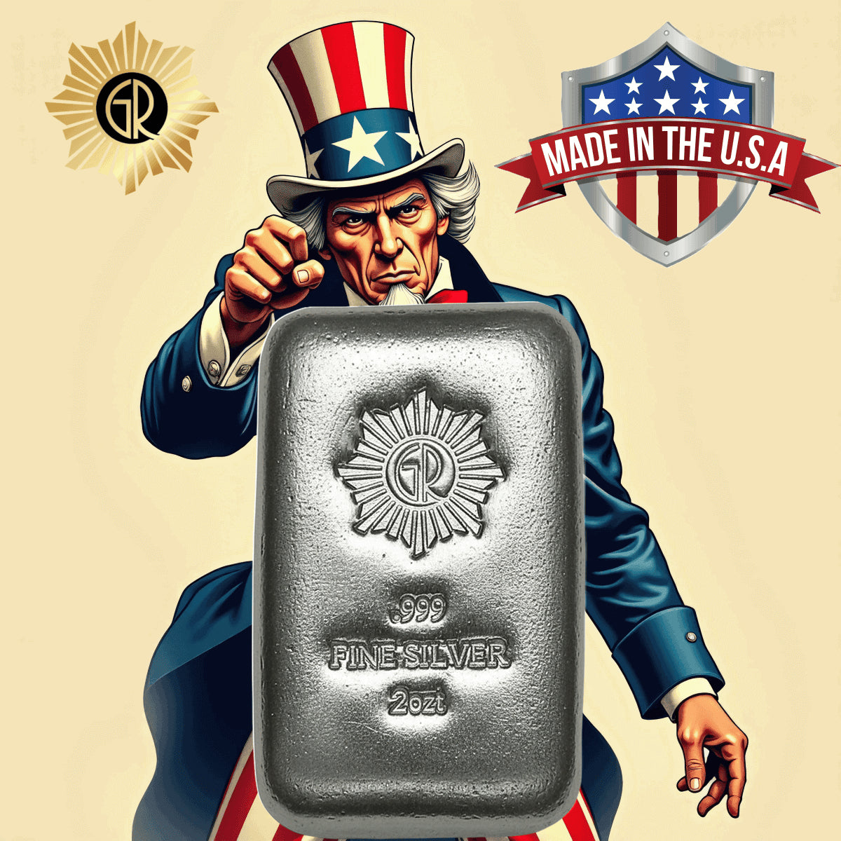 Glines & Rhodes 2 oz .999 Hand Poured Silver Bar