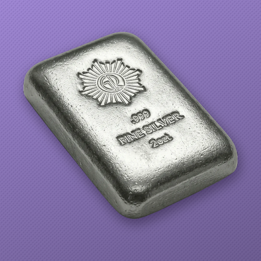 Glines & Rhodes 2 oz hand poured silver bar - front