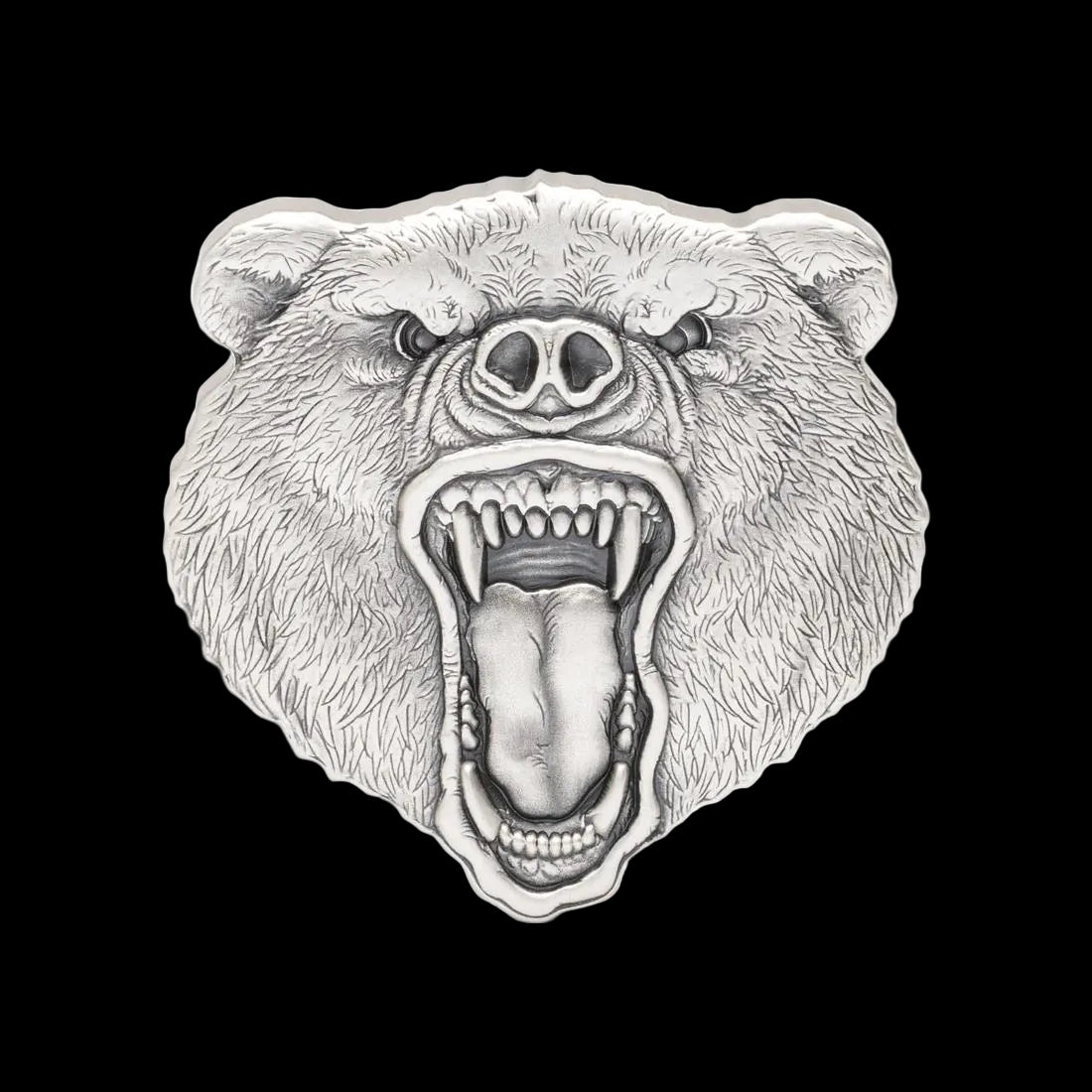 2023 Niue Fierce Nature Grizzly Bear 2 oz Silver Coin Antique Finish Box & COA