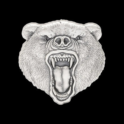 2023 Niue Fierce Nature Grizzly Bear 2 oz Silver Coin Antique Finish Box & COA